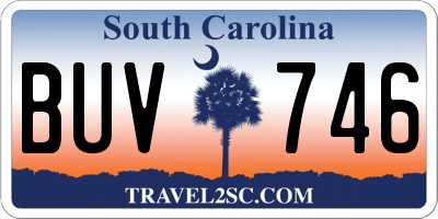 SC license plate BUV746