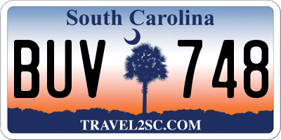 SC license plate BUV748