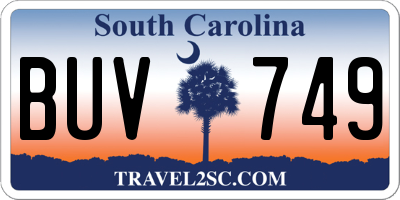 SC license plate BUV749