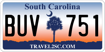 SC license plate BUV751