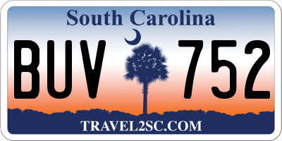 SC license plate BUV752
