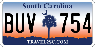 SC license plate BUV754