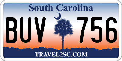 SC license plate BUV756