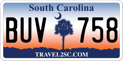 SC license plate BUV758
