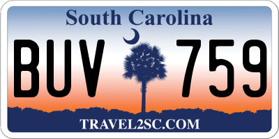 SC license plate BUV759
