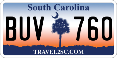 SC license plate BUV760