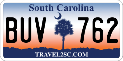 SC license plate BUV762