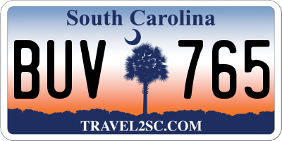 SC license plate BUV765