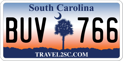 SC license plate BUV766