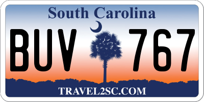 SC license plate BUV767