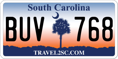 SC license plate BUV768