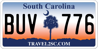 SC license plate BUV776