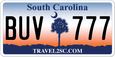 SC license plate BUV777
