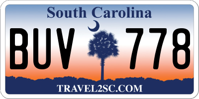 SC license plate BUV778