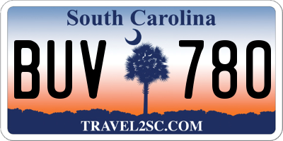 SC license plate BUV780