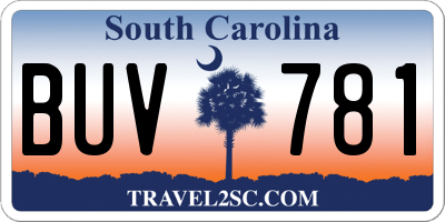 SC license plate BUV781
