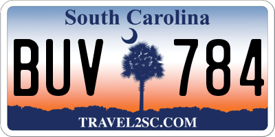 SC license plate BUV784
