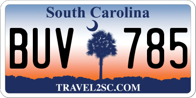 SC license plate BUV785