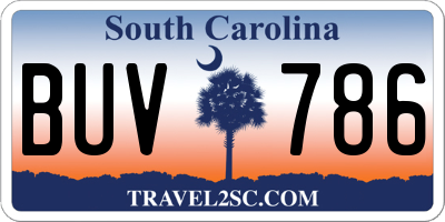 SC license plate BUV786