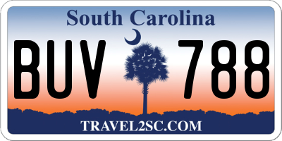 SC license plate BUV788