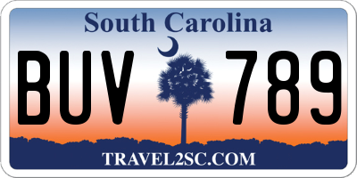 SC license plate BUV789