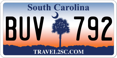 SC license plate BUV792