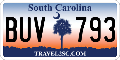 SC license plate BUV793