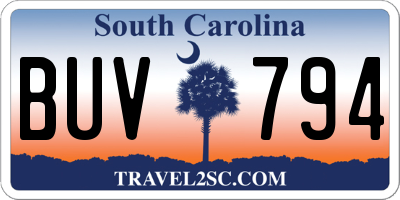 SC license plate BUV794