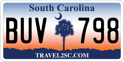 SC license plate BUV798