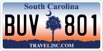 SC license plate BUV801