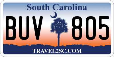 SC license plate BUV805