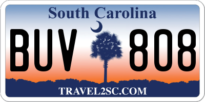 SC license plate BUV808