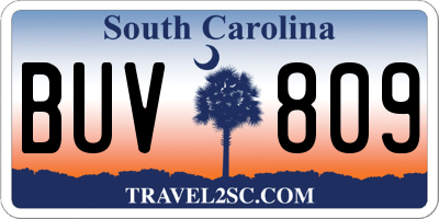 SC license plate BUV809