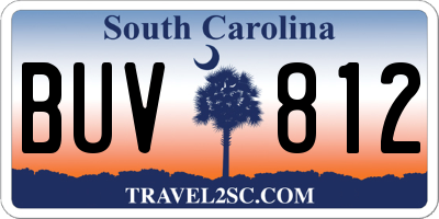 SC license plate BUV812
