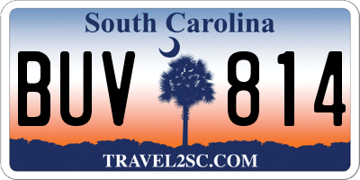 SC license plate BUV814