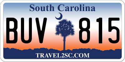 SC license plate BUV815