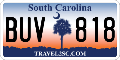 SC license plate BUV818