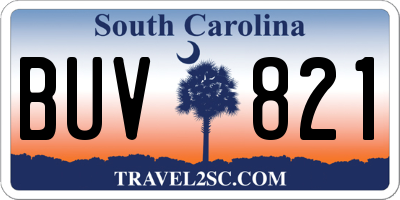 SC license plate BUV821