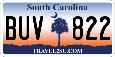 SC license plate BUV822