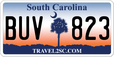 SC license plate BUV823