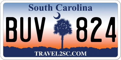 SC license plate BUV824
