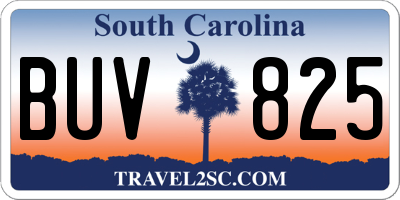 SC license plate BUV825