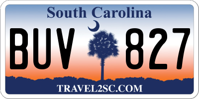 SC license plate BUV827