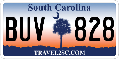 SC license plate BUV828