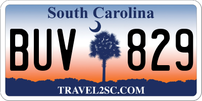 SC license plate BUV829