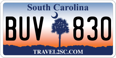 SC license plate BUV830