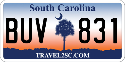 SC license plate BUV831