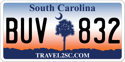 SC license plate BUV832