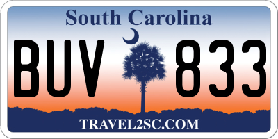 SC license plate BUV833