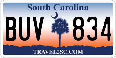 SC license plate BUV834